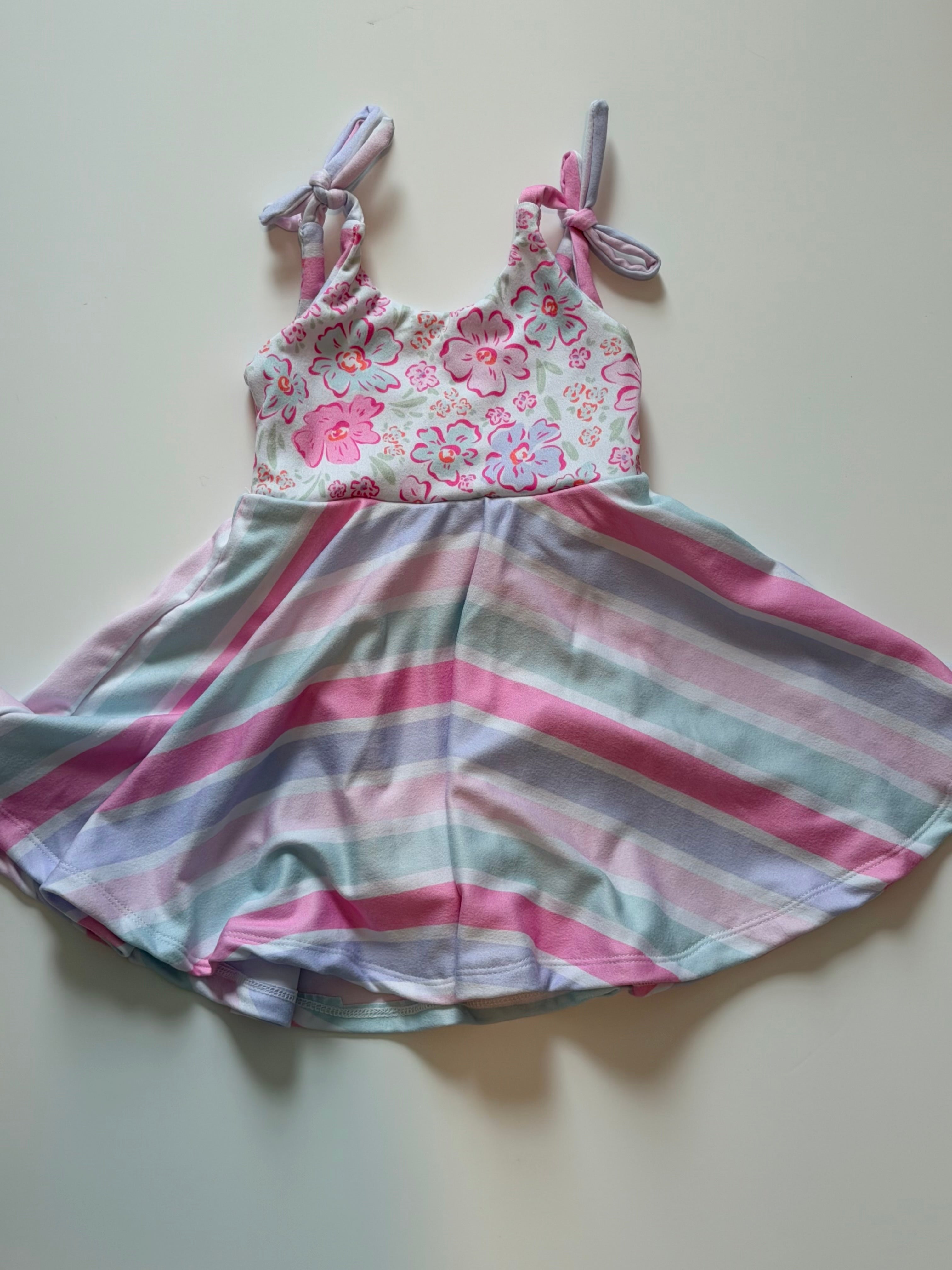 Floral and Stripe Brielle Twirl Dress